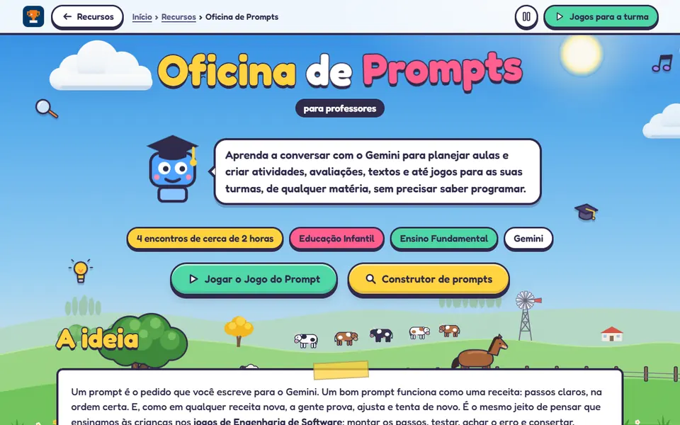 Prompt Workshop page for teachers.